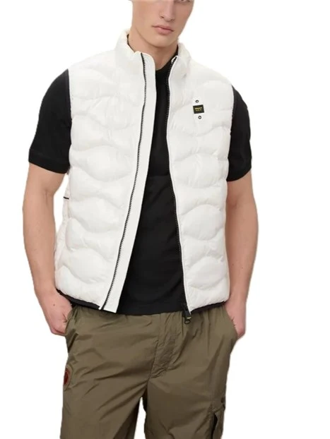 PIUMINO SMANICATO CON IMBOTTITURA AD ONDE CON FODERA A CONTRASTO UOMO BIANCO