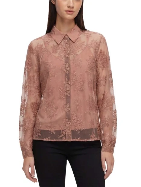 CAMICIA IN PIZZO CON CHIUSURA A GOCCIA  DONNA ROSA