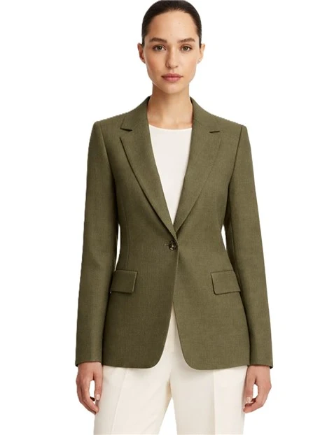 BLAZER MONOPETTO IN TELA DI LINO LAVATO DONNA VERDE