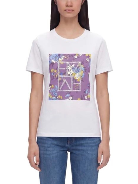 T-SHIRT MANICA CORTA CON STAMPE FANTASIA FLOREALE DONNA BIANCO