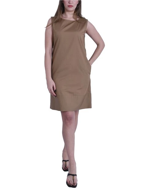 VESTITO CORTO SMANICATO IN PURO COTONE  MARRONE