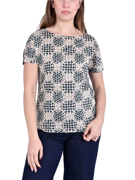 T-SHIRT MANICA CORTA  IN COTONE STRECTH CON RETRO IN JERSEY DONNA VERDE