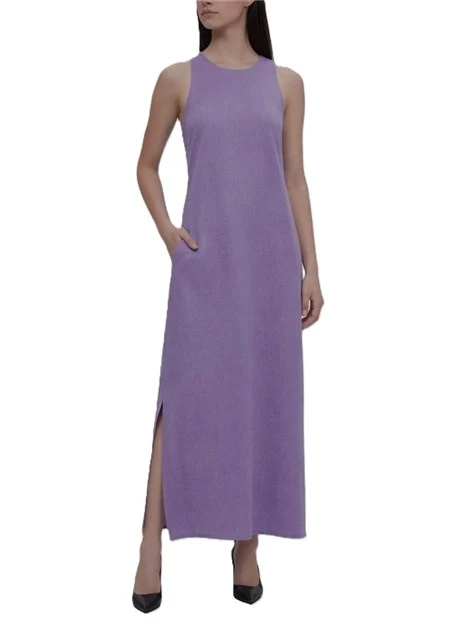 VESTITO LUNGO IN LINO CON SPACCHI LATERALI DONNA VIOLA