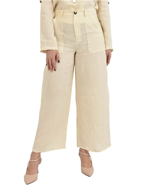 PANTALONE PALAZZO CON TASCHE DONNA BEIGE