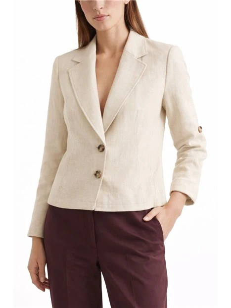 BLAZER IN TELA DI PURO LINO DONNA BEIGE