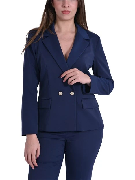 BLAZER SCOLLO REVER IN MISTO VISCOSA FODERATO DONNA BLU