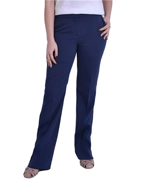PANTALONE PALAZZO CON PIEGA STIRATA FIT REGOLARE DONNA BLU