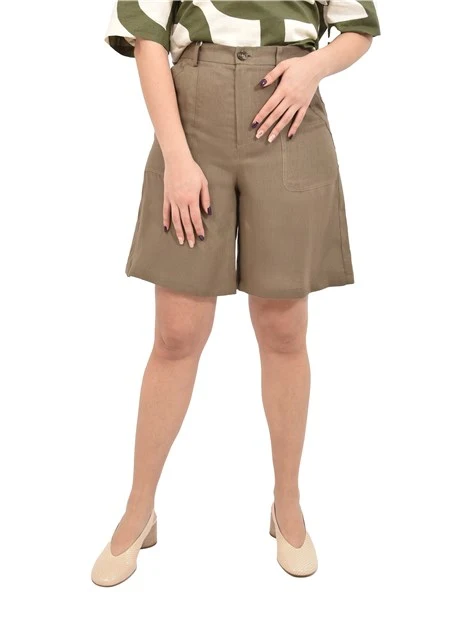 SHORTS BERMUDA IN PURO LINO DONNA BEIGE