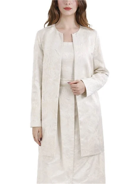 GIACCA IN JACQUARD FLOREALE CON FODERA INTERNA DONNA AVORIO