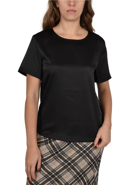 T-SHIRT MANICA CORTA IN RASO GIROCOLLO DONNA BLU