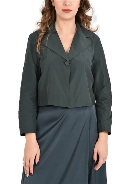 GIACCA CORTA CON BOTTONE SINGOLO RIVESTITO DONNA VERDE