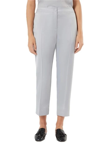 PANTALONE PALAZZO CON PIEGA STIRATA E SPACCHETTI SUL FONDO DONNA GRIGIO