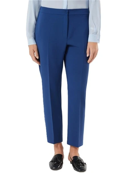 PANTALONI PALAZZO ELASTICIZZATO CON PIEGA STIRATA DONNA BLU