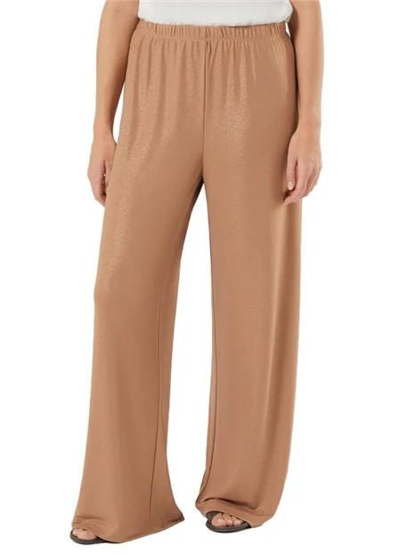 PANTALONI PALAZZO IN JERSEY FLUIDO CON INSERTO ELASTICO DONNA MARRONE