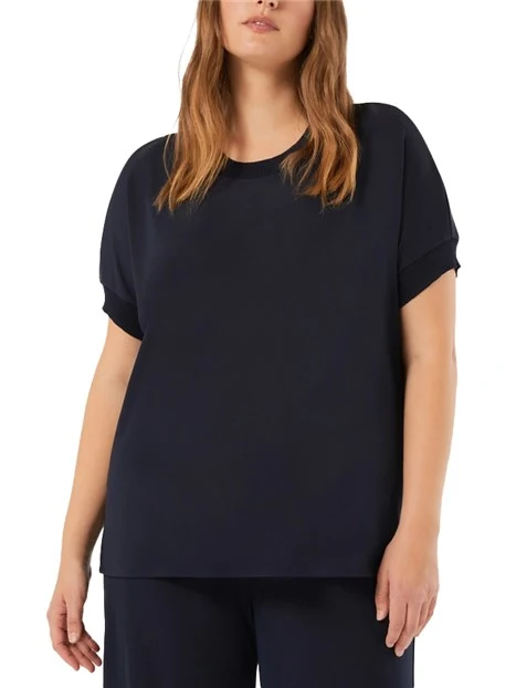 T-SHIRT MANICA CORTA CON MANICHE A KIMONO E SPACCHETTI DONNA BLU