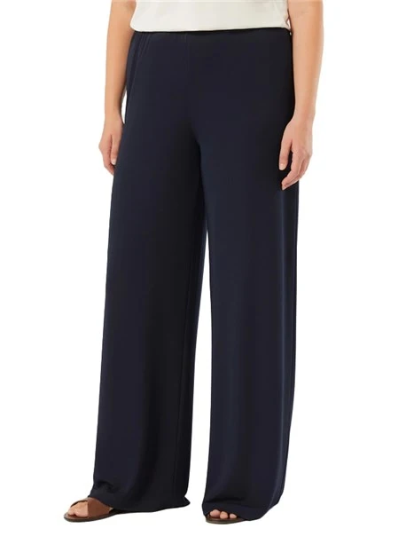 PANTALONI PALAZZO IN JERSEY FLUIDO CON INSERTO ELASTICO DONNA BLU