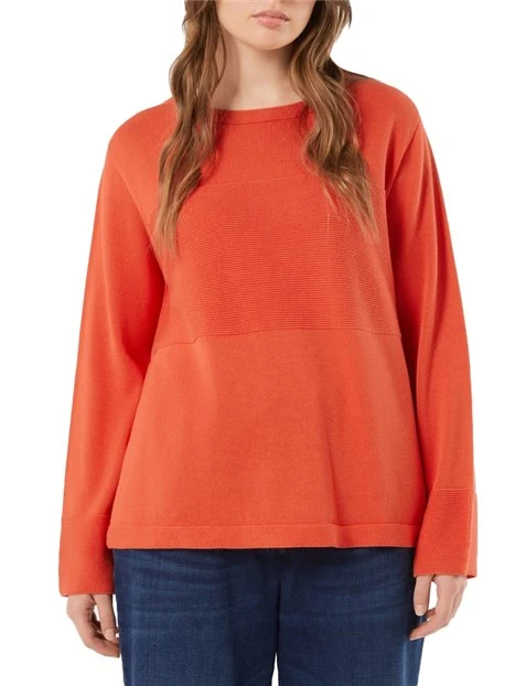 MAGLIA GIROCOLLO IN PURO COTONE CON LAVORAZIONE IN RILIEVO DONNA ROSSO