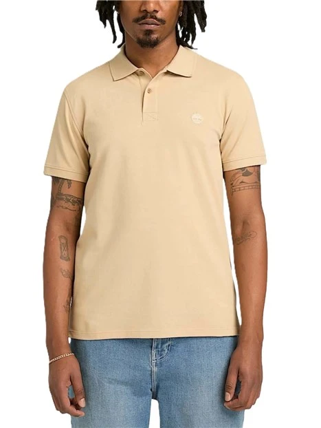 POLO IN COTONE BIOLOGICO SLIM FIT UOMO BEIGE