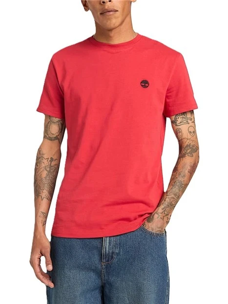 T-SHIRT MANICA CORTA VESTIBILITA' SLIM FITO CON LOGO RICAMATO UOMO ROSSO
