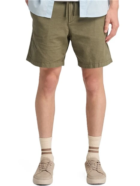 BERMUDA IN COTONE CON COULISSE ELASTICIZZATA UOMO VERDE