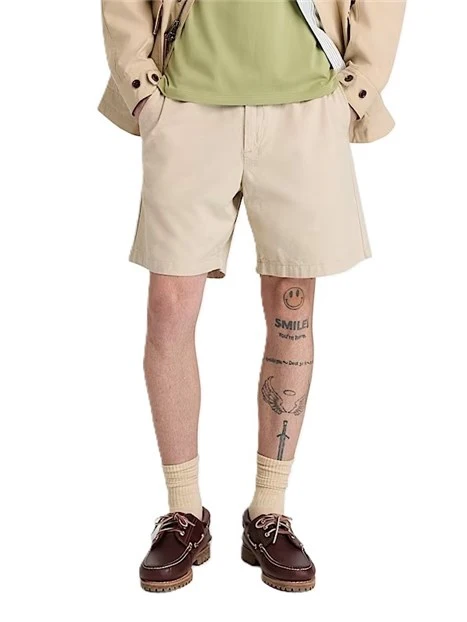 BERMUDA IN COTONE CON COULISSE ELASTICIZZATA IN VITA UOMO BEIGE