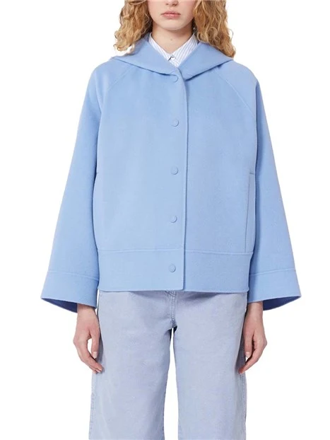 CAPPOTTO CORTO IN LANA CON BOTTONI DONNA AZZURRO