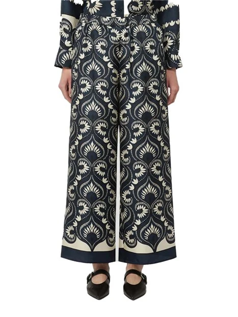 PANTALONI PALAZZO IN SETA CON FANTASIA DONNA BLU