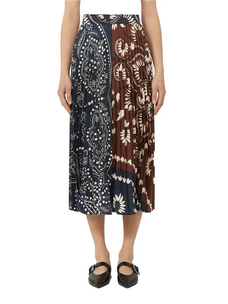 GONNA LUNGA CON FANTASIA E PIEGE PLISSE' DONNA MARRONE