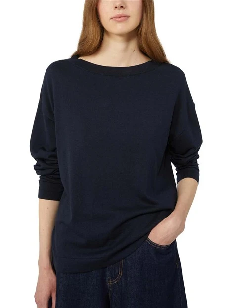 MAGLIA SCOLLO A BARCA RIFINITO DONNA BLU