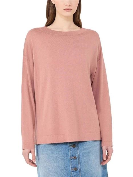 MAGLIA SCOLLO A BARCA RIFINITO DONNA ROSA