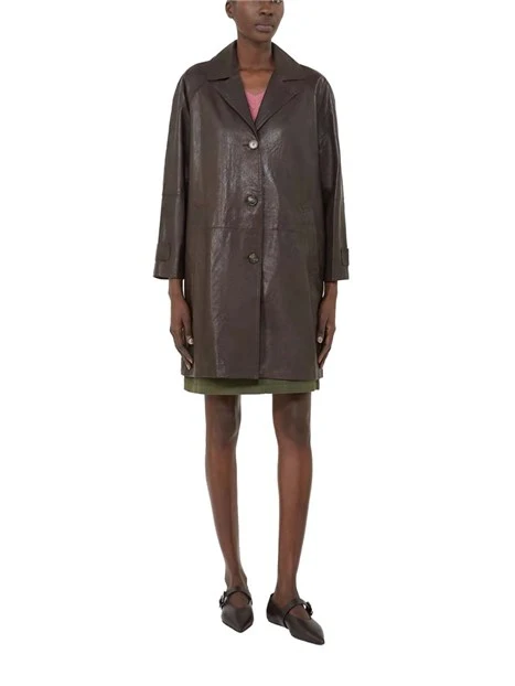 GACCA IN PELLE DI AGNELLO CON COLLO A REVER DONNA MARRONE