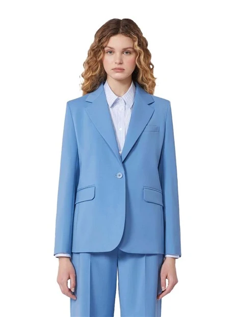 BLAZER IN LANA CON BOTTONI SUI POLSI  DONNA AZZURRO
