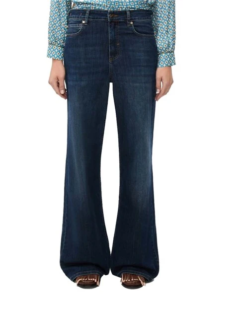 JEANS PALAZZO CON BOTTONE E ZIP NASCOSTA DONNA BLU