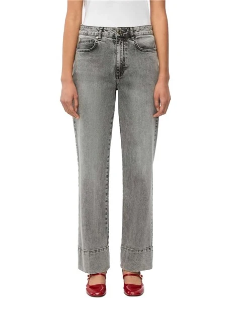 JEANS REGULAR CON PIEGA STIRATA E ZIP NASCOSTA DONNA GRIGIO