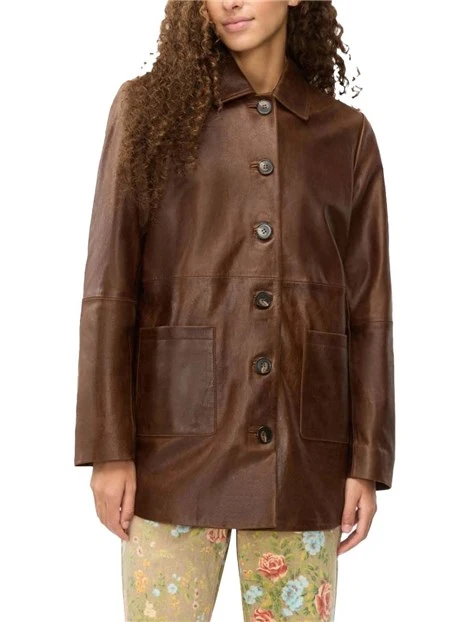 GIACCA IN PELLE EFFETTO USED DONNA MARRONE