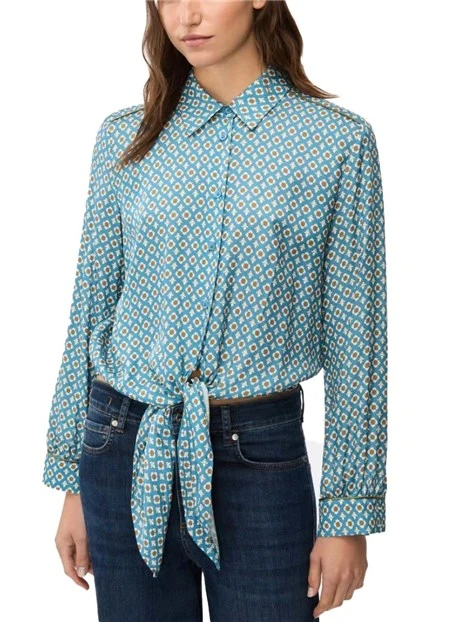 CAMICIA CON LEMBI DA ANNODARE DONNA  CELESTE