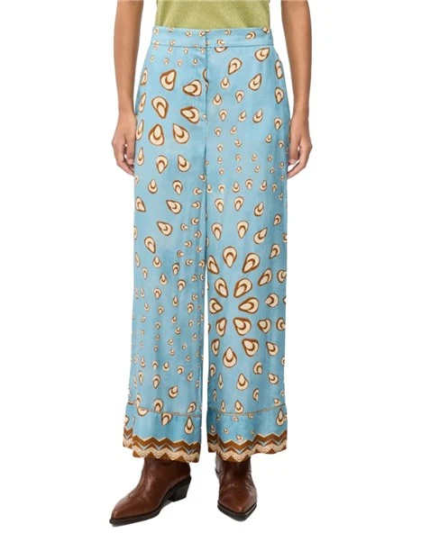 PANTALONI PALAZZO CON STAMPA DONNA CELESTE