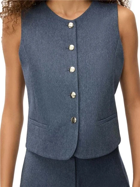 GILET FIT ADERENTE SCOLLO A V DONNA BLU