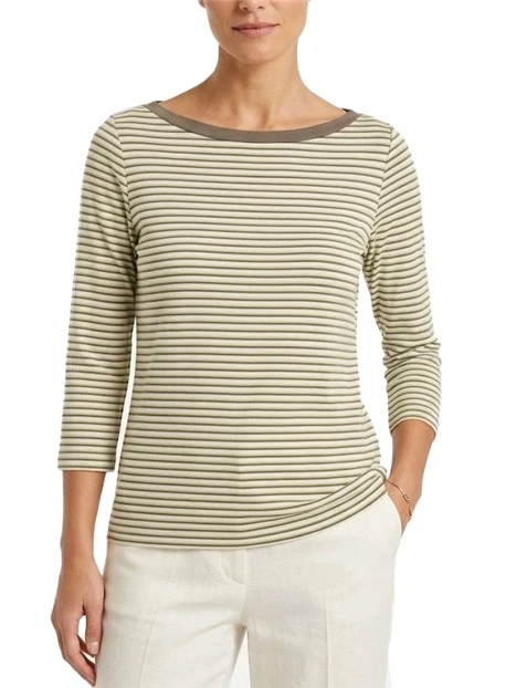 MAGLIA CON SCOLLO A BARCA  E MANICHE TRE QUARTI DONNA BIANCO