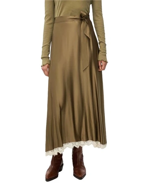 GONNA LUNGA IN RASO FLUIDO DONNA VERDE