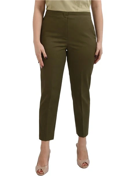 PANTALONE CHINO IN POPELINE DI COTONE STRETCH DONNA VERDE
