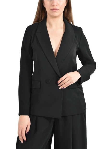 GIACCA BLAZER DOPPIOPETTO IN CREPE FLUIDO DONNA NERO