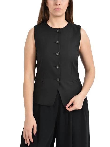 GILET IN TWILL STRETCH DONNA NERO