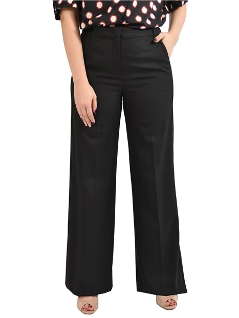 PANTALONI PALAZZO IN MISTO VISCOSA CON PIEGA STIRATA DONNA NERO