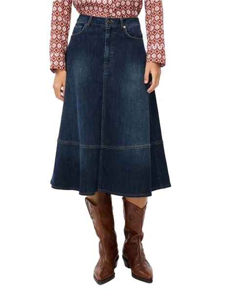 GONNA LUNGA AL GINOCCHIO IN DEMIN DONNA BLU