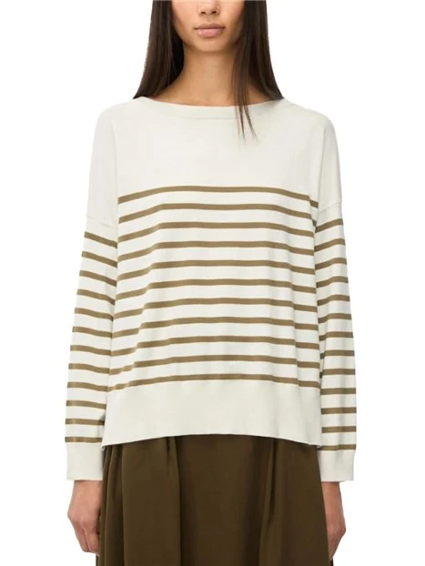 MAGLIA CON SCOLLO A BARCA IN MISTO VISCOSA CON SPACCHI LATERALI DONNA AVORIO