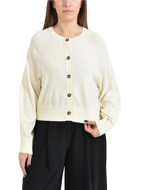 CARDIGAN IN MISTO VISCOSA CON VESTIBILITA' AMPIA DONNA AVORIO