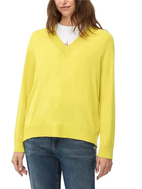 MAGLIA CON SCOLLO A V IN MISTO VISCOSA DONNA GIALLO