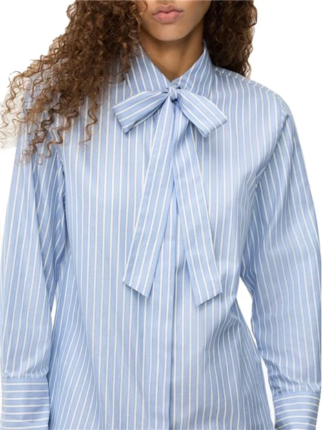 CAMICIA IN COTONE A RIGHE FIT REGOLARE DONNA AZZURRO