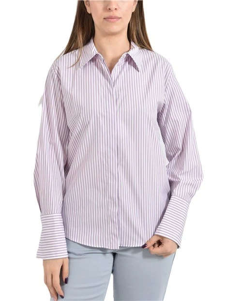 CAMICIA IN COTONE A RIGHE FIT REGOLARE DONNA VIOLA